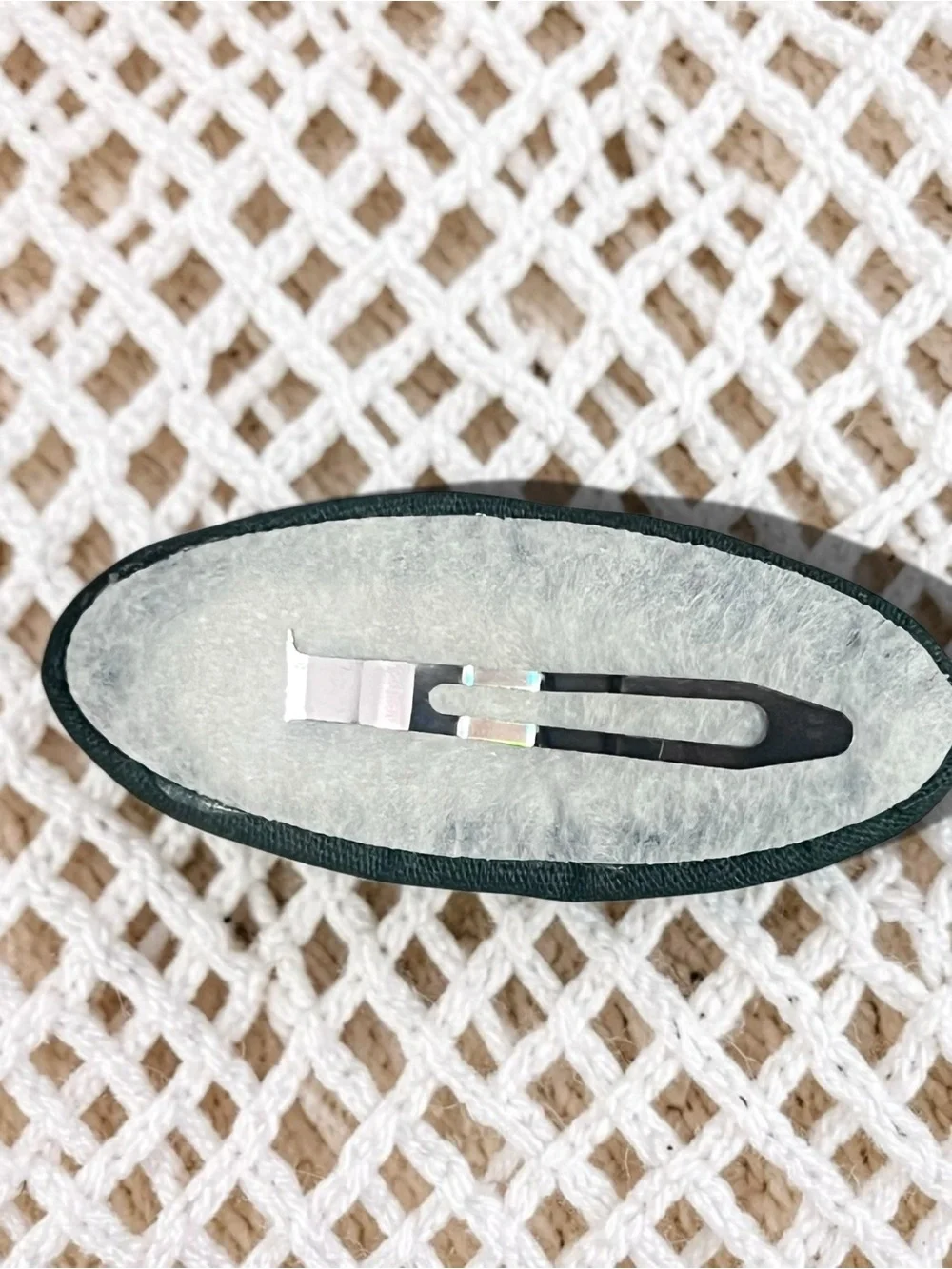Embroidered Daisy Hair Clip | Forest Green Floral Snap Barrette